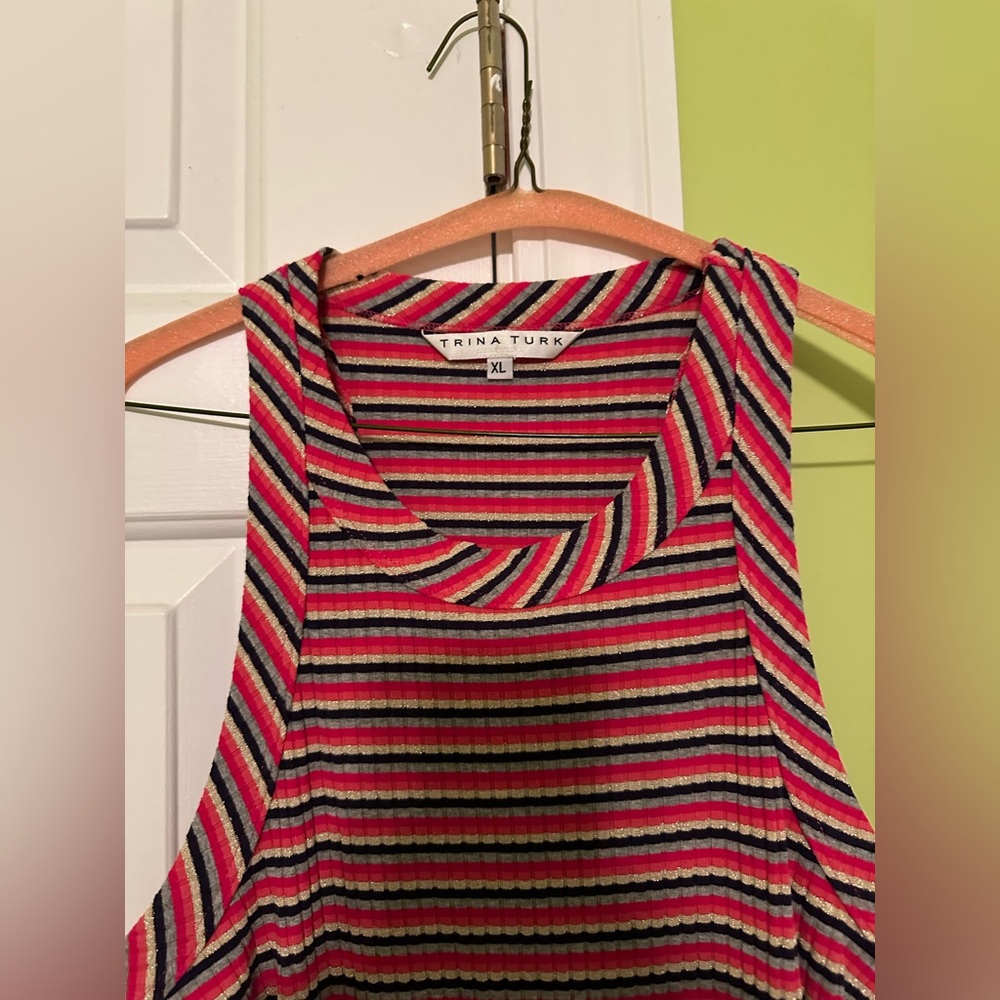 EUC Trina Turk Continental Racerback Striped Tank Top Size XL - Picture 5 of 7